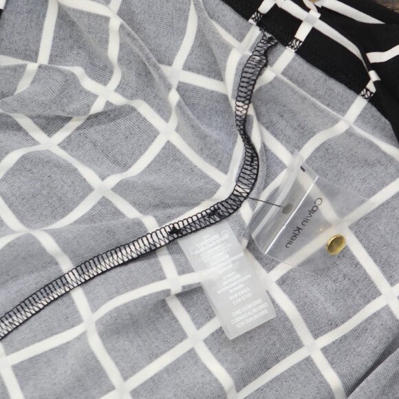 NWT Calvin Klein Womens Printed Pleat-Neck Blouse CSE1676F Black / Cream XL - Picture 7 of 7